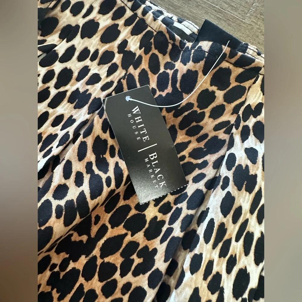 White House Black Market Leopard Animal Print Full Skirt Pockets Size 2 NWT